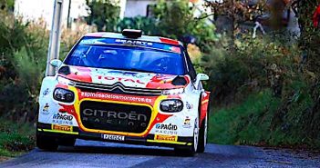 Los cántabros Surhayen Pernía, Sara Fernández y Borja Odriozola en el Rally Fafe Montelongo en Portugal